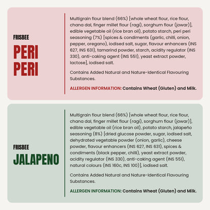 Anyway Frisbee Peri Peri and Jalapeño ingredients